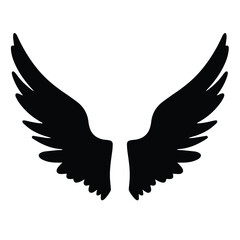 Silhouette of wings. Angel wings isolated on white background. Vector illustration. 