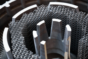 Hollow detail with mesh procured by metal powder 3d printer