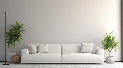 Minimalist clean sofa, with a background on the wall with randon rgb volumetric design, 8k, qhd, sofa interior design,