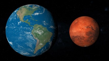earth and mars size comparation