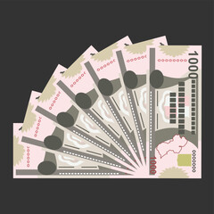 Guyana Dollar Vector Illustration. Guyanese money set bundle banknotes. Paper money 1000 GYD. Flat style. Isolated on white background. Simple minimal design.