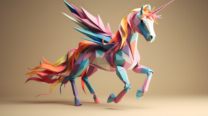 Fototapeta na wymiar a photo realistic of a papercraft unicorn