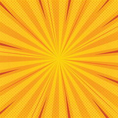 Comic Cartoon Book Background Halftone Pattern & Trendy Style in Sunburst.