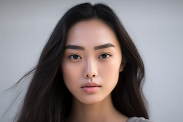 Naklejka premium photograph of Asian women portrait, Beautiful young asian woman with clean fresh skin
