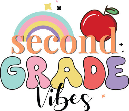 2nd grade vibes only, 2nd grade t shirts design, back to school t-shirt design