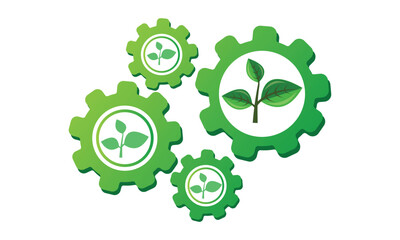 Gear with a plant.on white background.Vector Design Illustration.