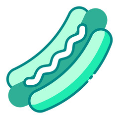 Hotdog fast foos green icon