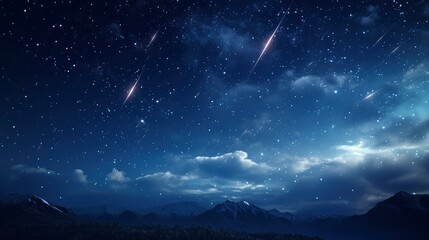 
Shooting stars in the night sky, 8k, qhd,