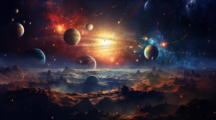 Naklejka na ściany i meble The best view of the galaxy, universes, solar systems, planets, parallel realities,