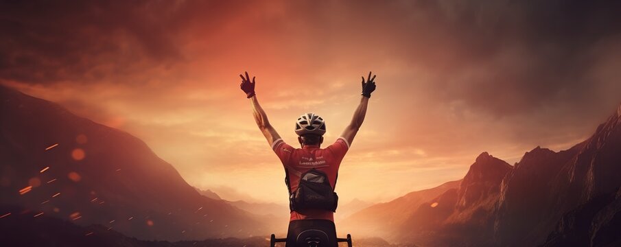 Cyclist Celebrates