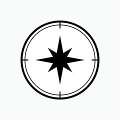 Compass Icon. Rose, North Orientation. Navigation, Adventure Navigation. Journey Equipments  Symbol - Vector. 