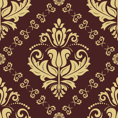 Orient classic brown and golden pattern. Seamless abstract background with vintage elements. Orient background. Ornament for wallpapers and packaging