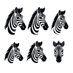 Fototapeta na wymiar set a simple logo of animal zebra