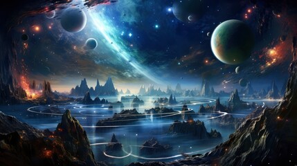 Obraz premium The best view of the galaxy, universes, solar systems, planets, parallel realities,