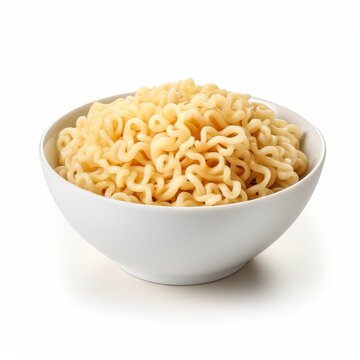 Bowl of noodles isolated on white background. Generative AI image