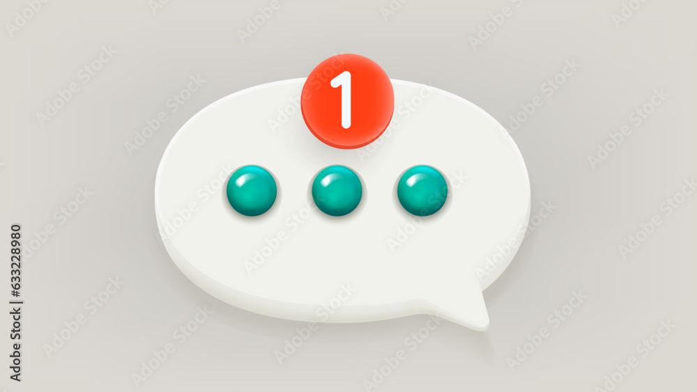 Poster speech bubble icon with notification pictogram. 3d vector illustration