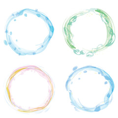 水彩風　水の流れのようなフレーム