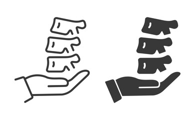 Spinal treatment icons on white background. Vector illustration.