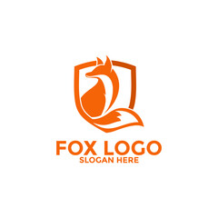 Fox logo icon vector, Shield fox logo illustration design
