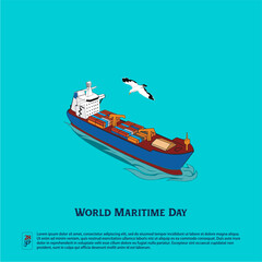 World Maritime Day vector illustration.