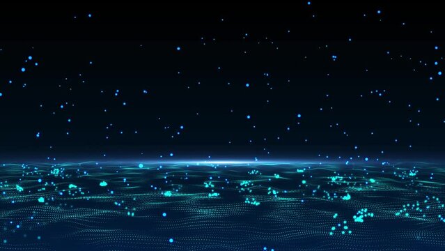 Blue lensflare Wave Particle bounceeffect background