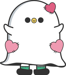 Cute Halloween element in October. Cute Ghost heart activities in Halloween day. Ttrick or Treat.