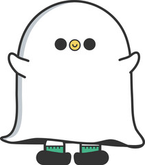 Cute Halloween element in October. Cute Ghost heart activities in Halloween day. Ttrick or Treat.