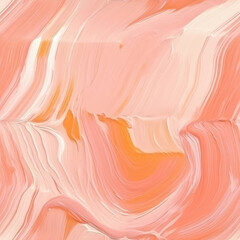 Peach Color Oil Paint Strokes On Canvas. Seamless Background. Generative AI