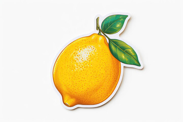 Lemon Sticker On White Background. Generative AI