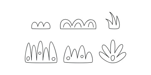 Hand drawn linear vector illustrations of grass