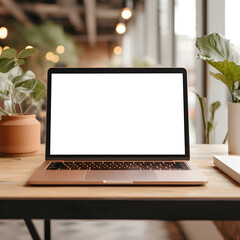 Computer laptop mockup, transparent screen ready for use. Transparent PNG.