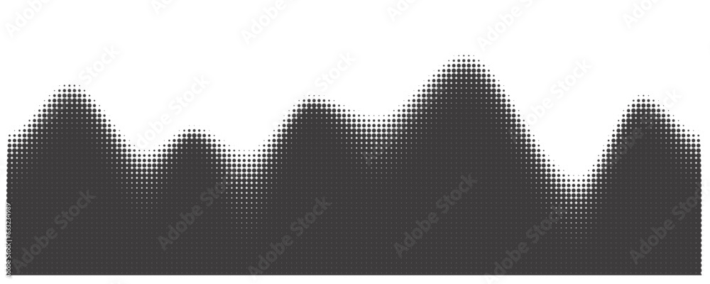 Poster dotted wave background. halftone abstract vector gradient. particle flow fade. textured fluid effect