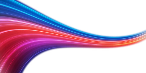 Modern abstract high-speed light effect. Abstract background with curved beams of light. Technology futuristic dynamic motion. Movement pattern. PNG file.