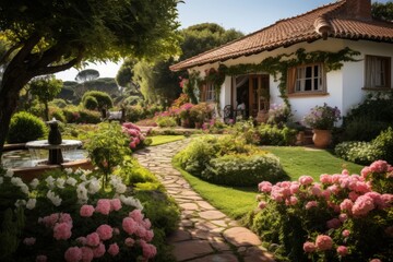 Fototapeta premium Charming Countryside Villa, Generative AI 