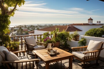 Charming Villa With A Rooftop Terrace, Generative AI