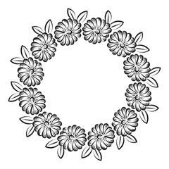 Hand Drawn sunflower border design. Floral border for print or use as poster, card, flyer or Banner 