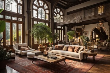 Fototapeta premium Elegant Villa With A Spacious Living Room, Generative AI