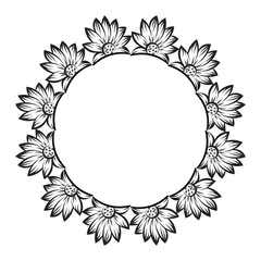 Hand Drawn sunflower border design. Floral border for print or use as poster, card, flyer or Banner 