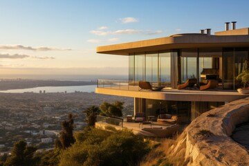 Hilltop Villa With Panoramic Views, Generative AI