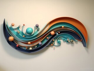 A modern and abstract wall art sculpture features swirling patterns generative ai