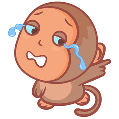 Little monkey animal cartoon crying