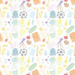 School pattern. Back to school. Doodle school background. Seamless school vector illustration