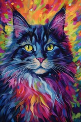 Maine Coon cat colorful