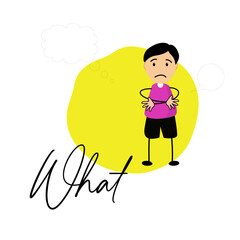 Vector depressed cartoon with speech bubbles