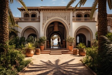 Fototapeta na wymiar Villa With A Traditional Moroccan Architecture, Generative AI