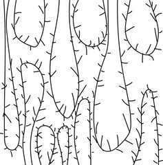 Barbed wire hanging down and sticking up, or a plant with needles.