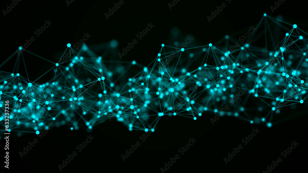 Poster abstract digital science background. a stream of luminous particles. big data visualization. 3d rend