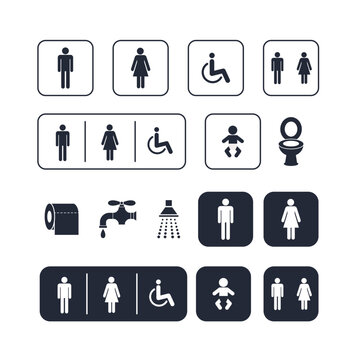 Toilet icon, wc icon set vector 
