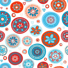 Geometric floral background with circular flowers
