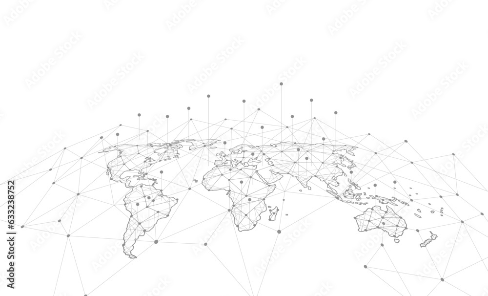 Poster global network connection. world map point and line composition concept of global business. vector i